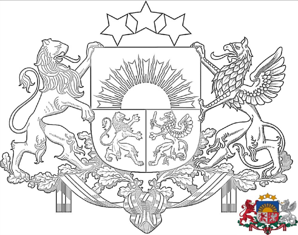 Escudo de armas de Letonia para colorear