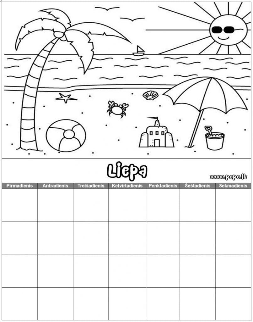 Kalendari i korrikut në ngjyrë