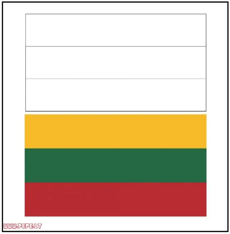 Lietuvos valstybės trispalvė vėliava piešinys spalvinti
