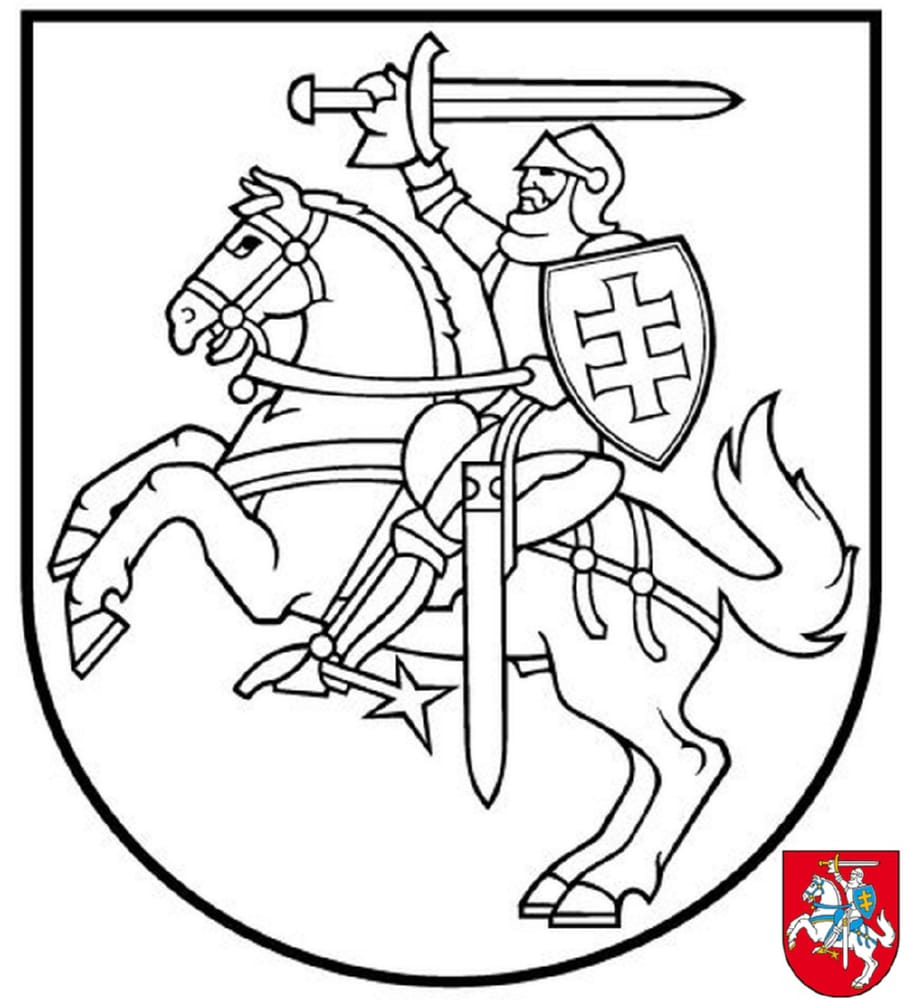 Lietuvos herbas spalvinti