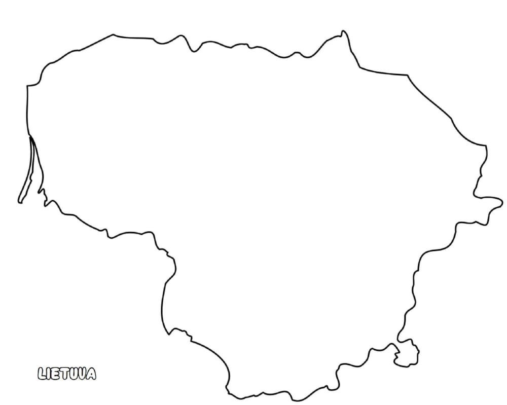 Mapa de Lituania para colorear. 