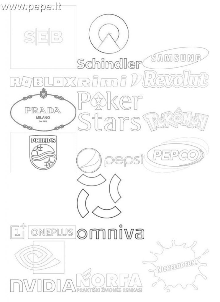 logotipų spalvinimas piešiniai