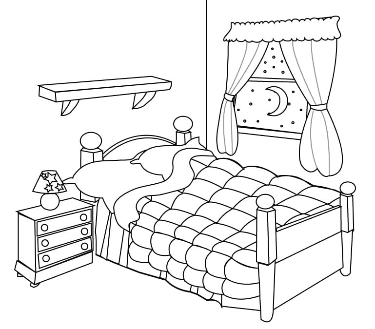 Guļamistabas gulta krāsota, zīmējums