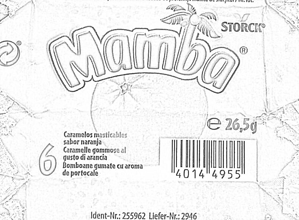 Etichetta di caramelle Mamba