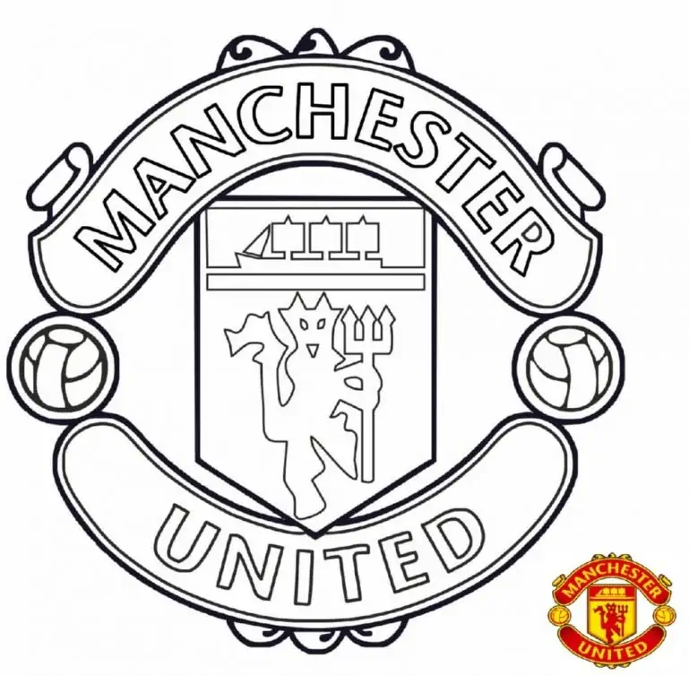 Manchester United FC raudonasis velnias herbas spalvinimui
