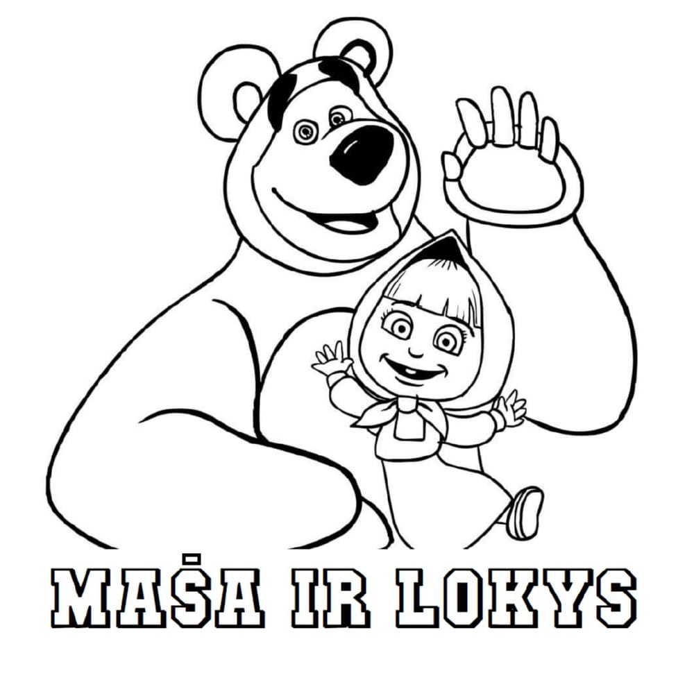 Masha y el Oso para imprimir y colorear