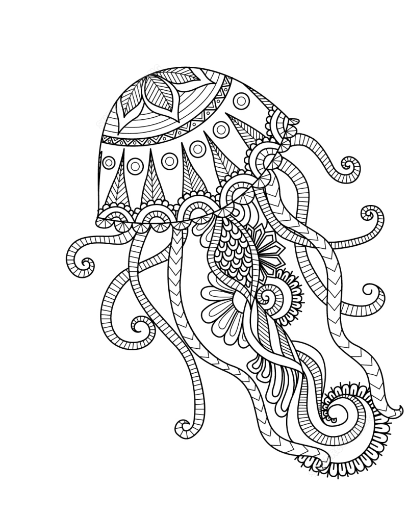 mandala meduze pobarvanka