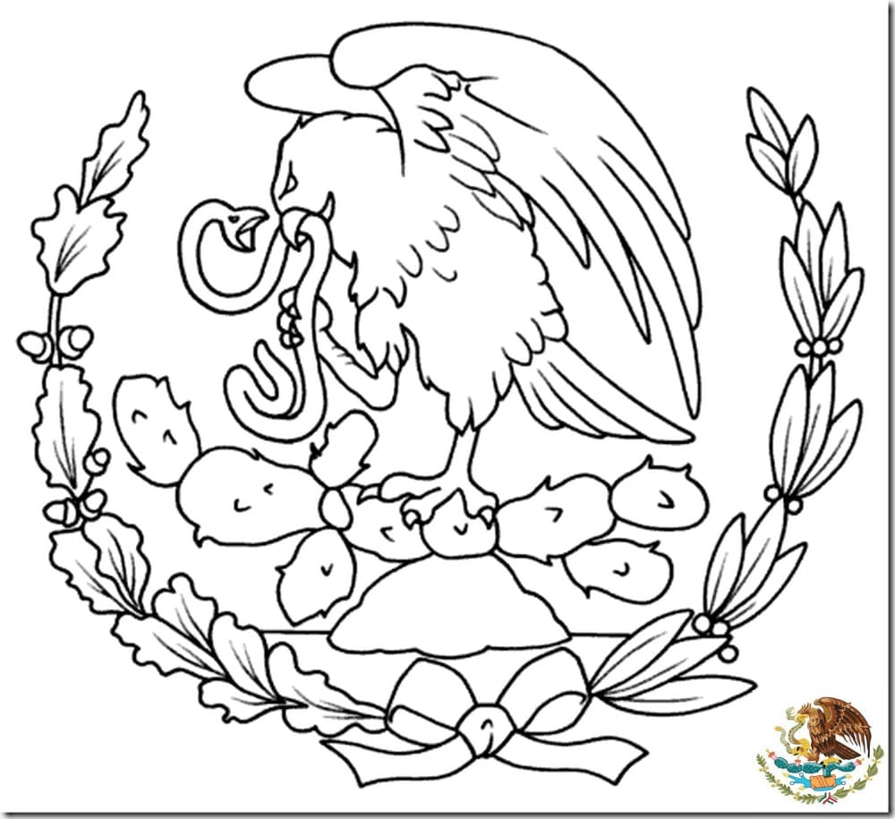 Meksikos herbas piešinys spalvinimui