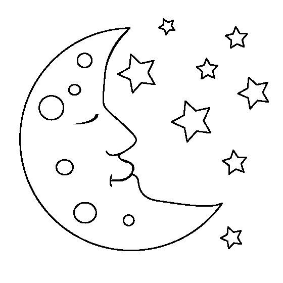 Lune et étoiles coloriage