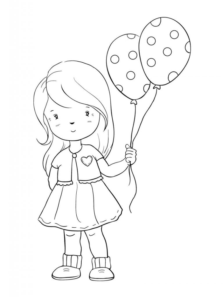 mergaitė su balionais