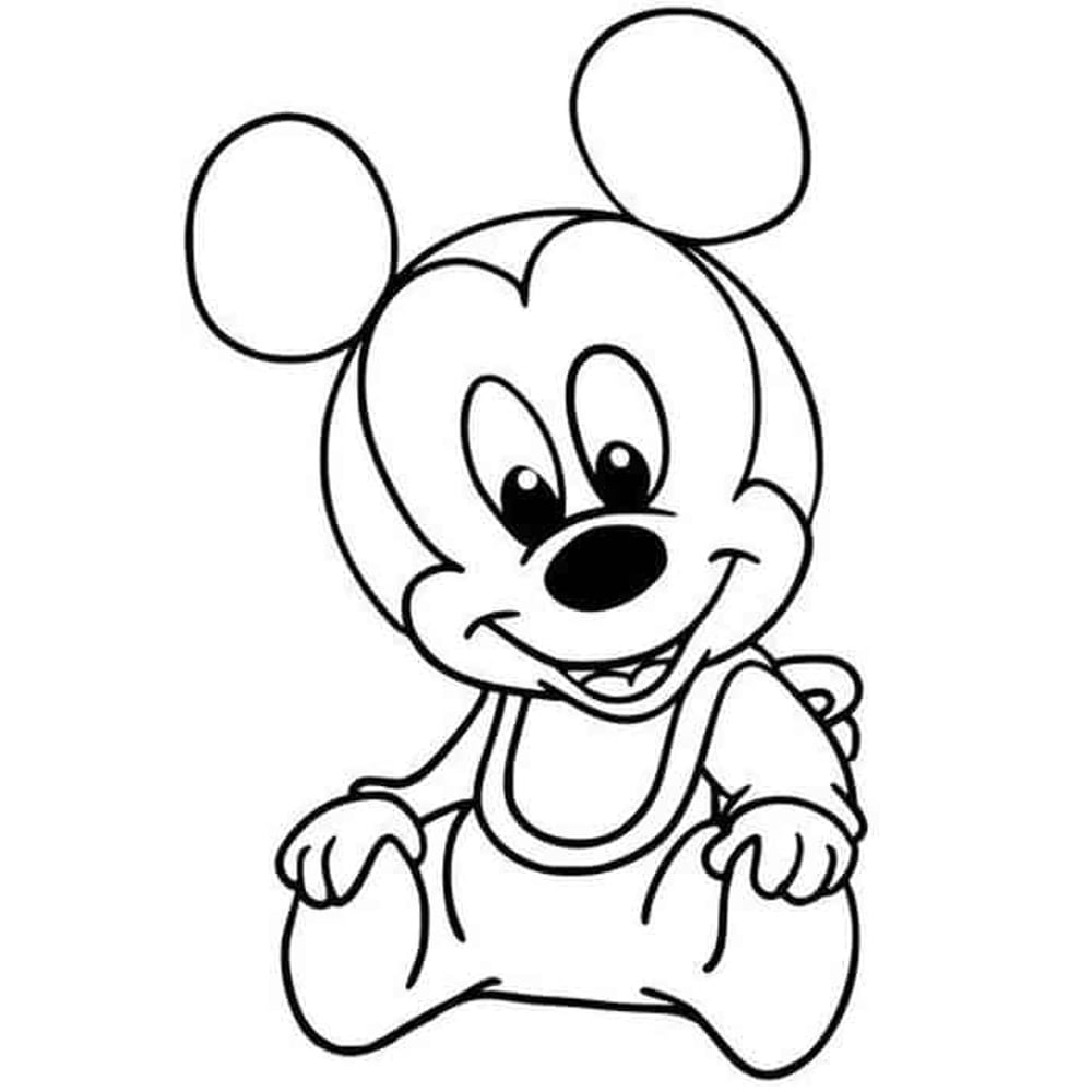 Bé vẽ chuột Mickey để tô màu