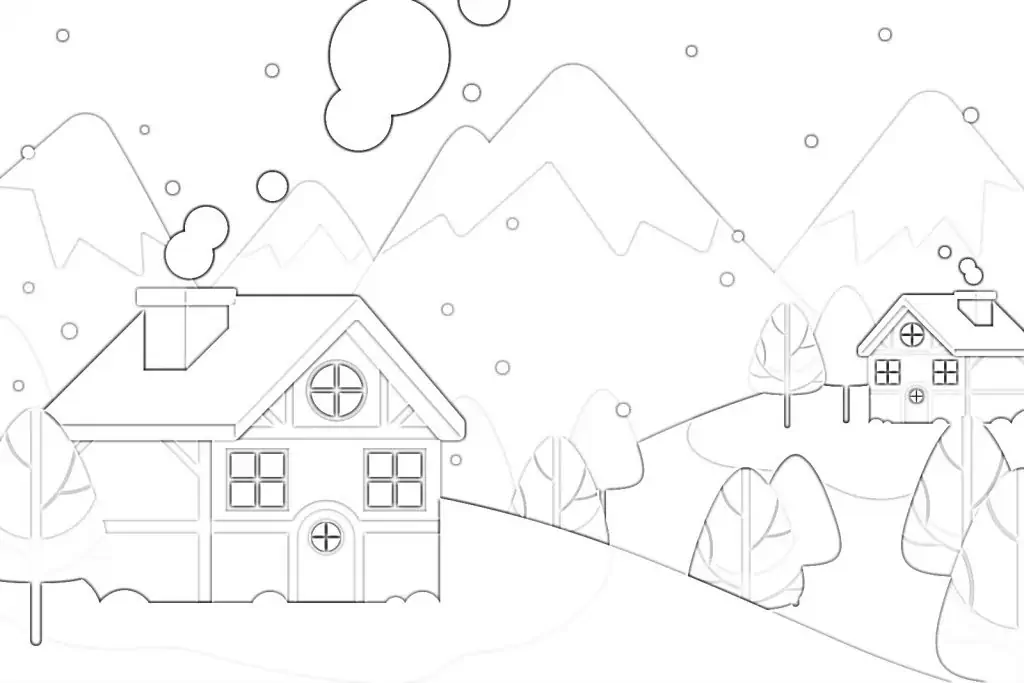Las casas se colorean en invierno