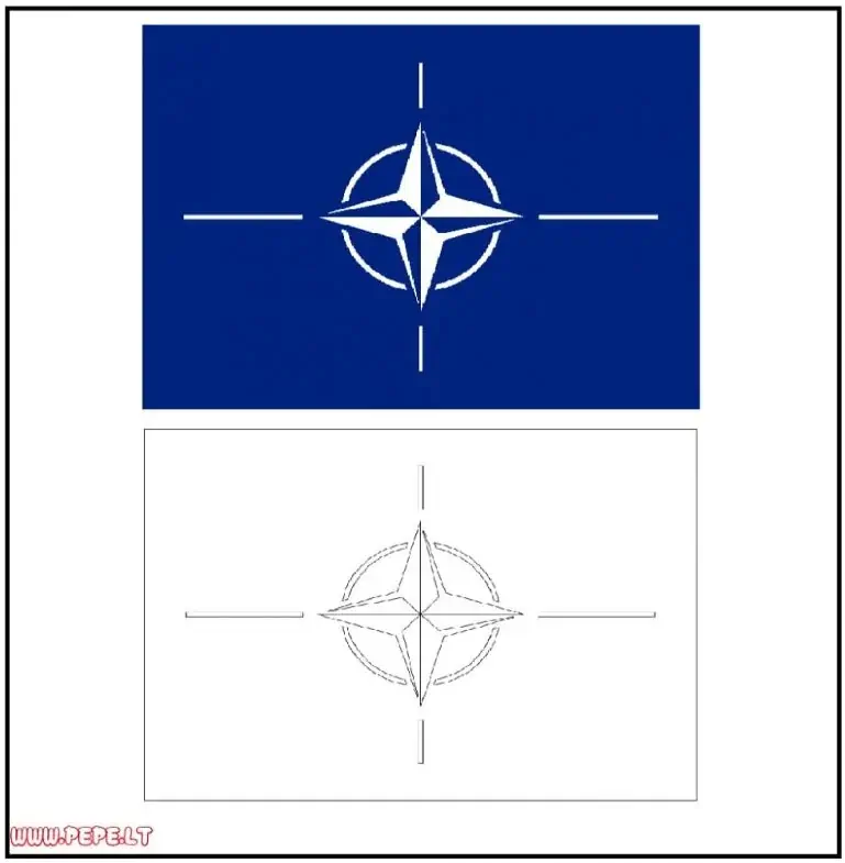 NATO Šiaurės Atlanto karinio aljanso vėliava spalvinti