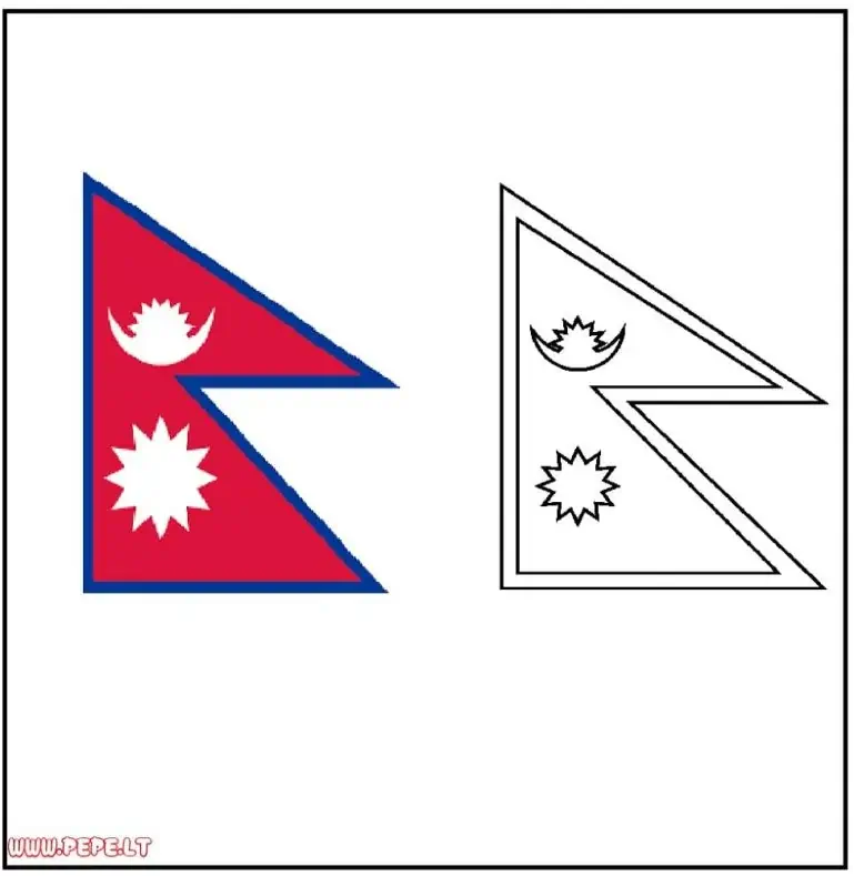 Nepalo unikali dvigubo trikampio formos vėliava spalvinti