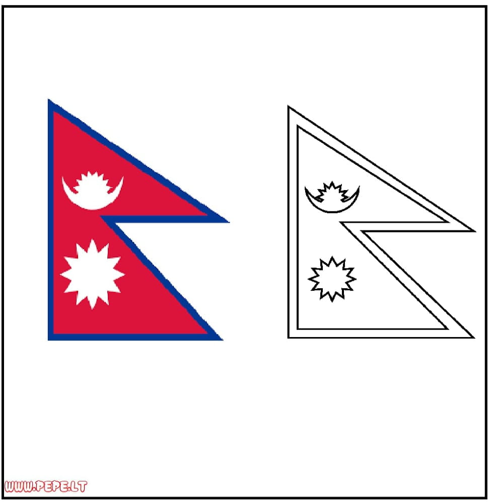 Bandeira do Nepal para colorir