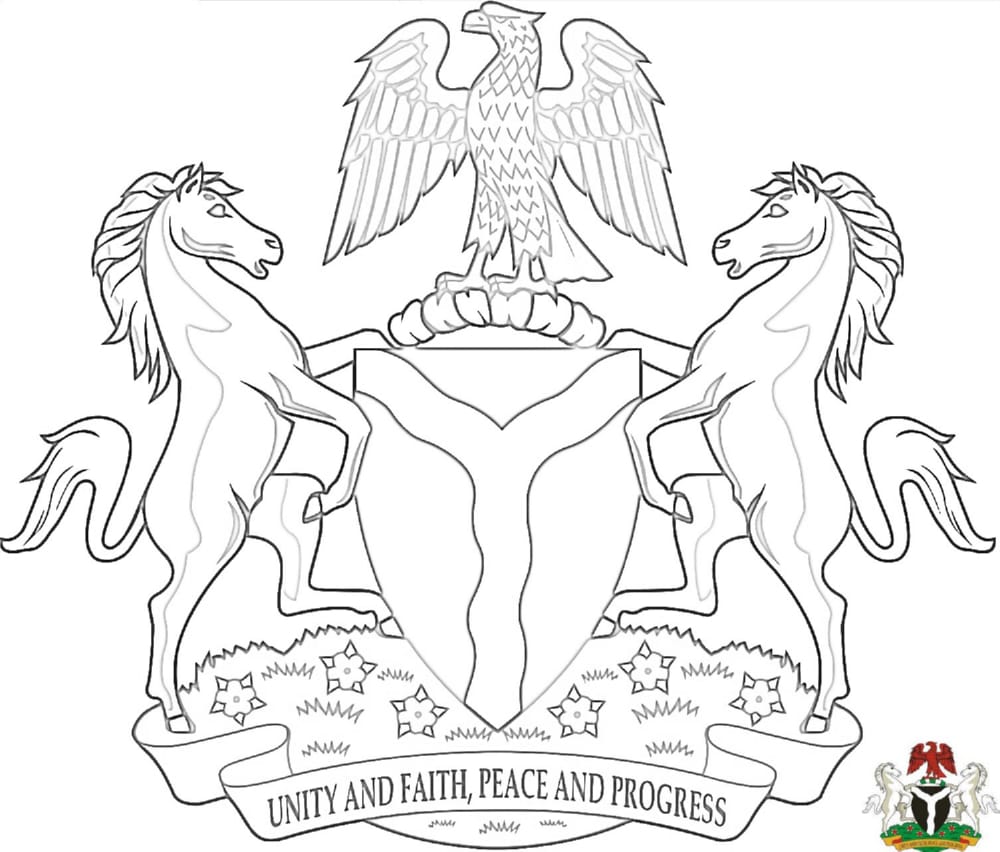Nigerijos herbas spalvinti ir spausdinti
