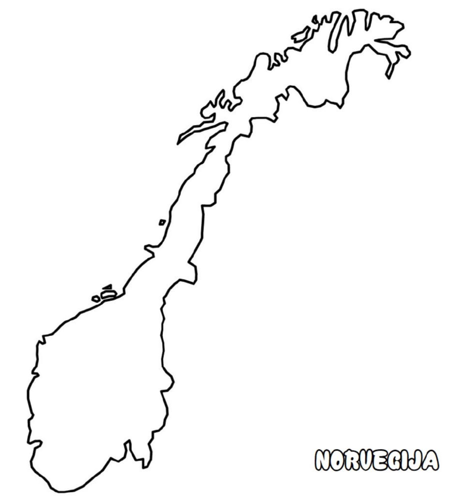 Norvegija žemėlapis spalvinimui, norvegijos