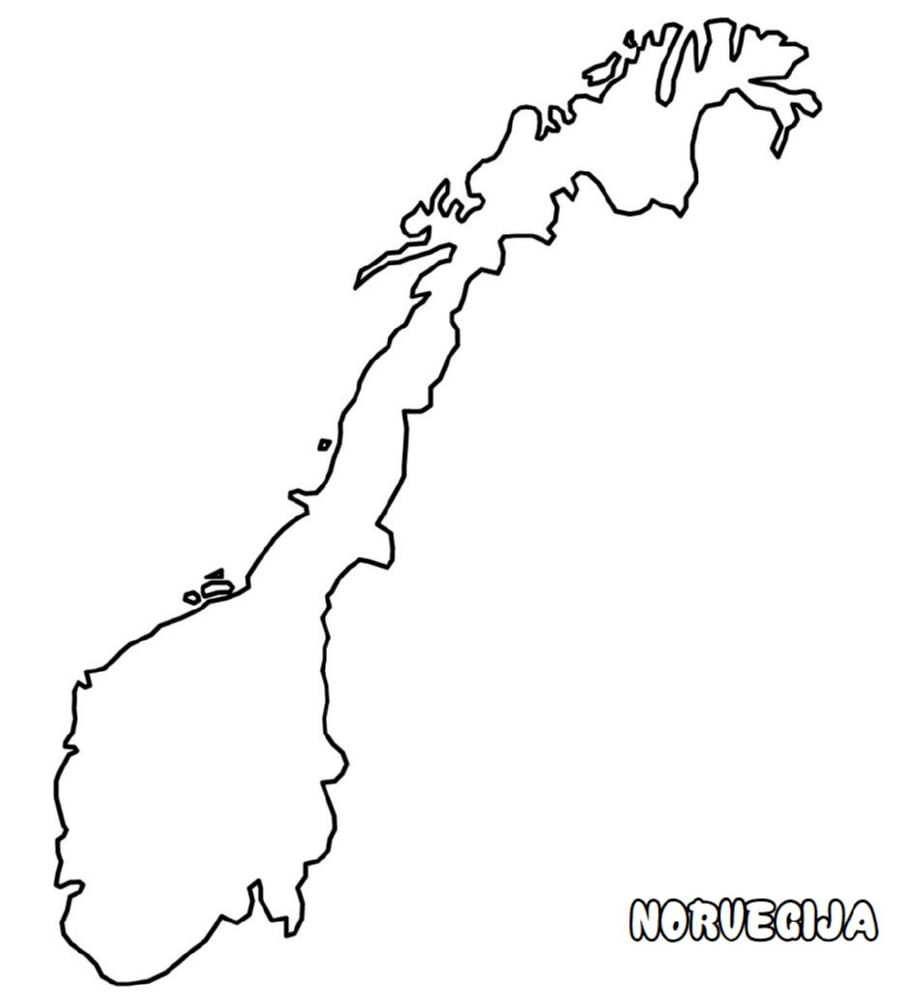 Norwegen-Karte Ausmalbilder, Norwegen