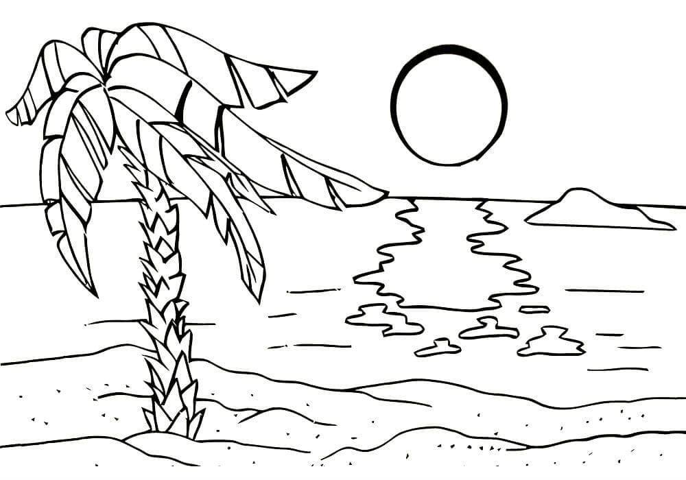 Plage coloriage