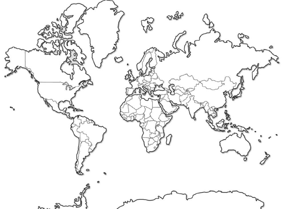 Mapa mundial para colorir, mundo