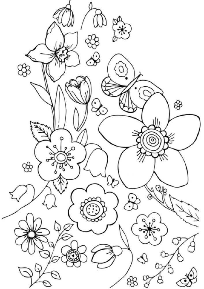 fleurs de printemps coloriage