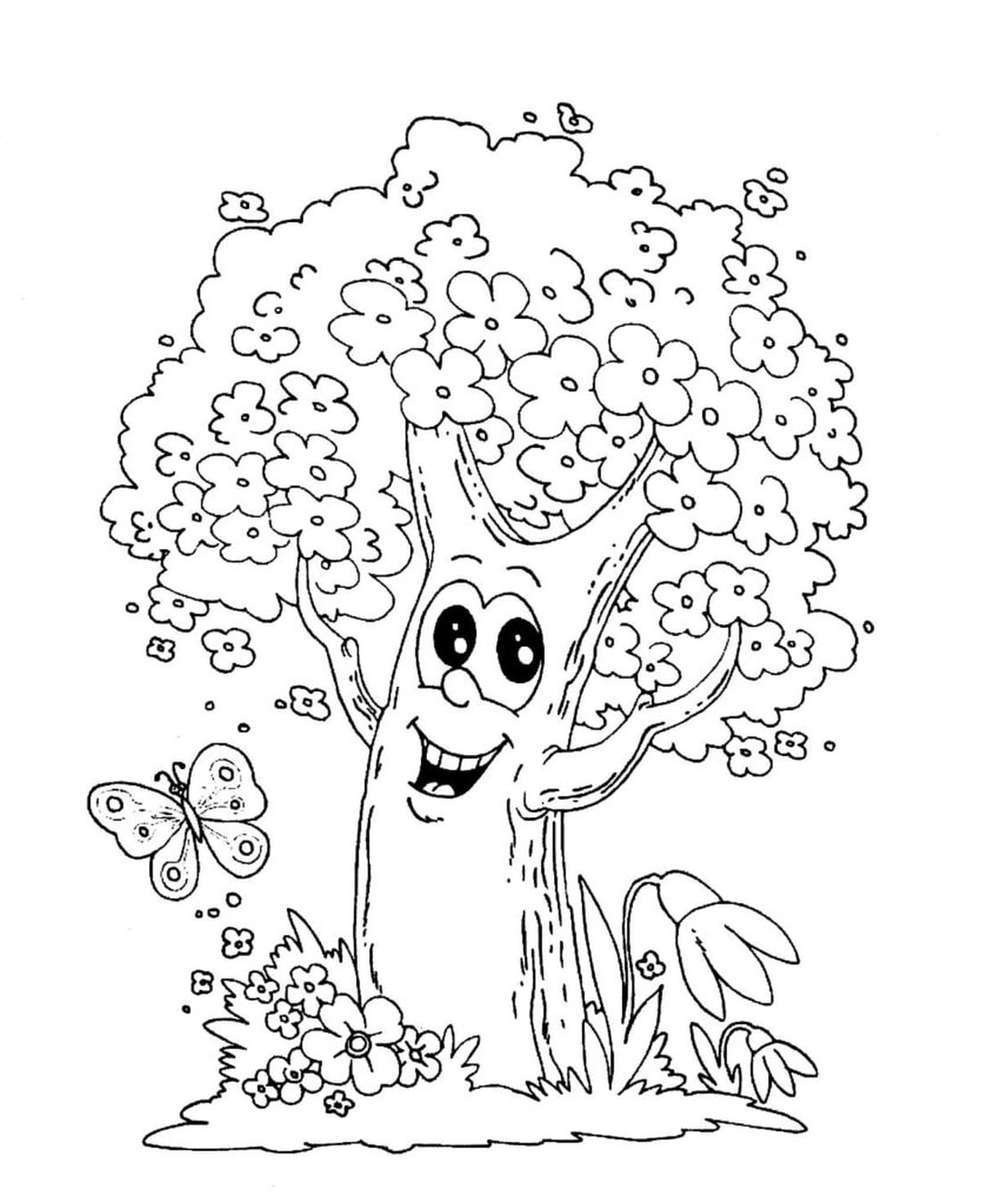 árbol de primavera para colorear