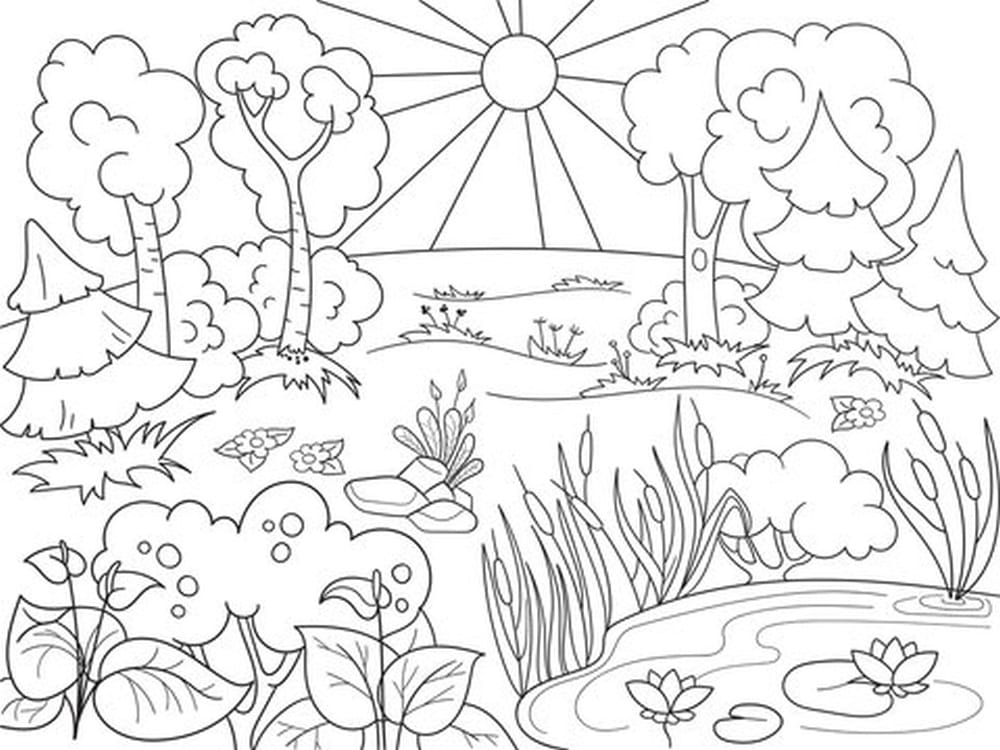 printemps dans la nature coloriage