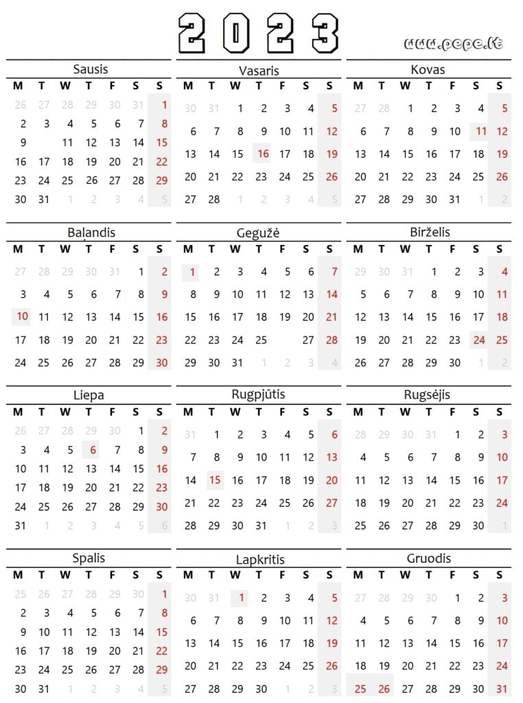 2023-kalender om te druk