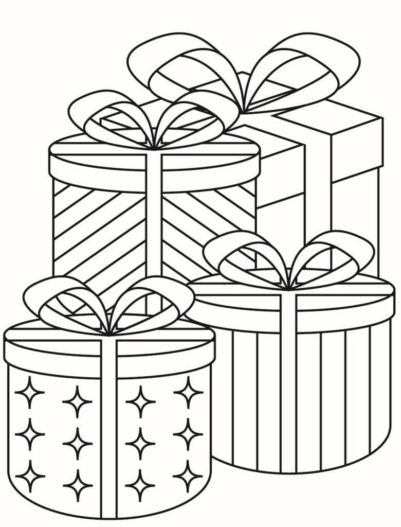 4 cadeaux coloriage