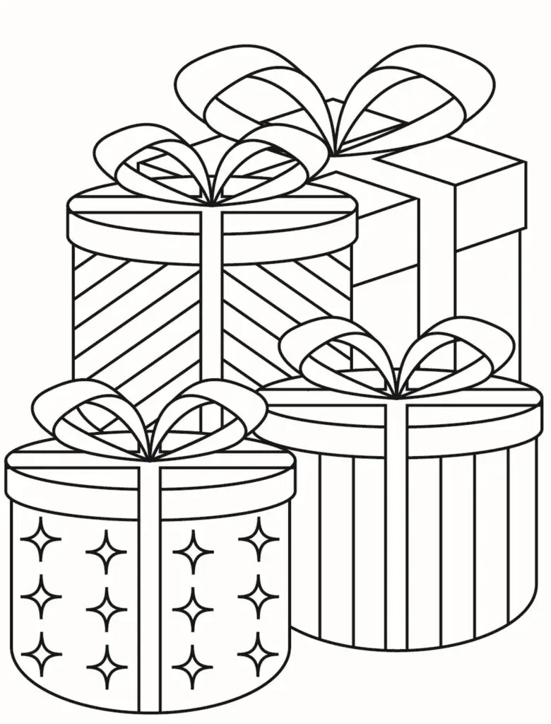 4 Geschenke Ausmalbilder