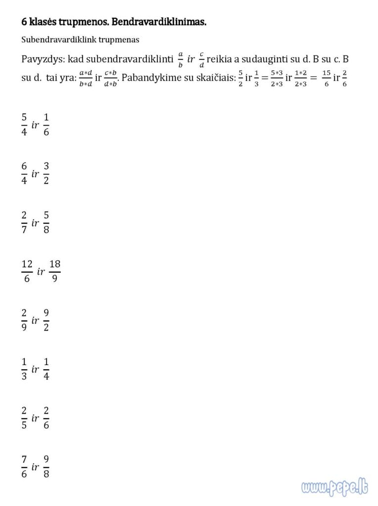 Suimenovanje razlomaka 6. razred