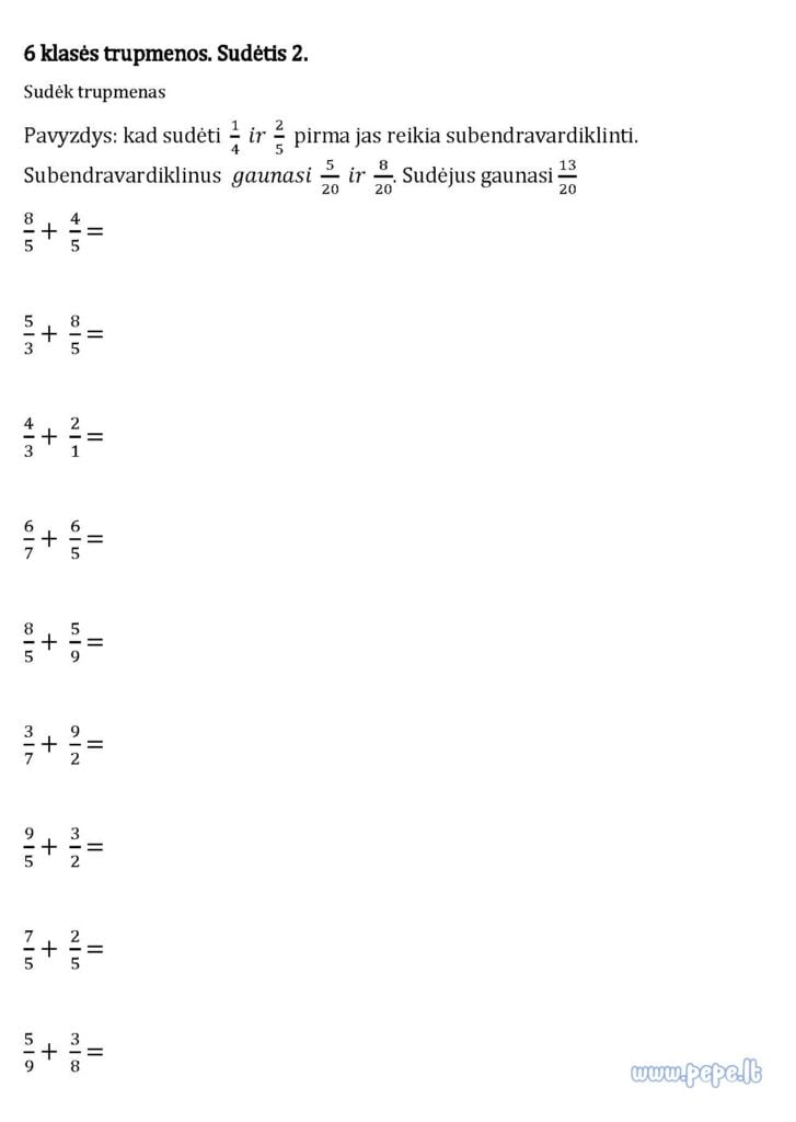 Composizione della frazione di sesto grado 