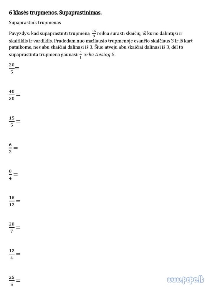 Simplificación de fracciones de sexto grado 2
