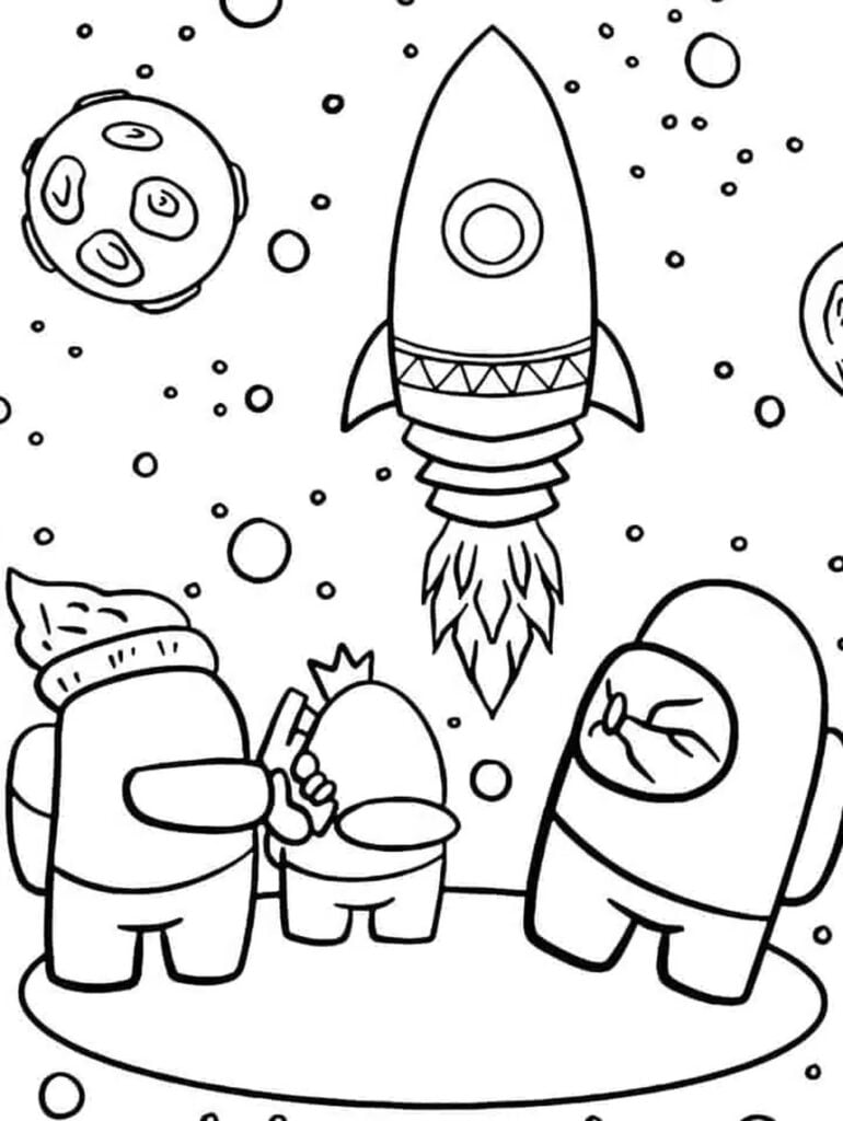 Among us en dibujo espacial para colorear