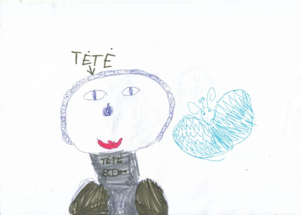 Aquí hay un dibujo de un niño por un padre.