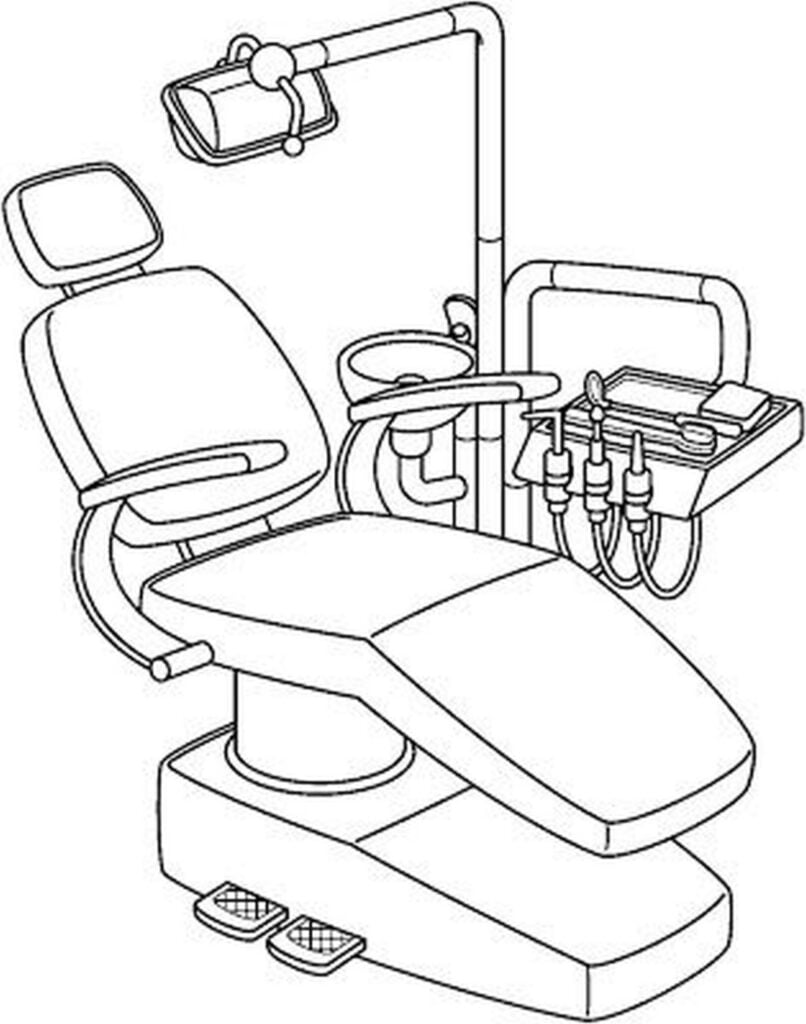 着色する歯科医の椅子