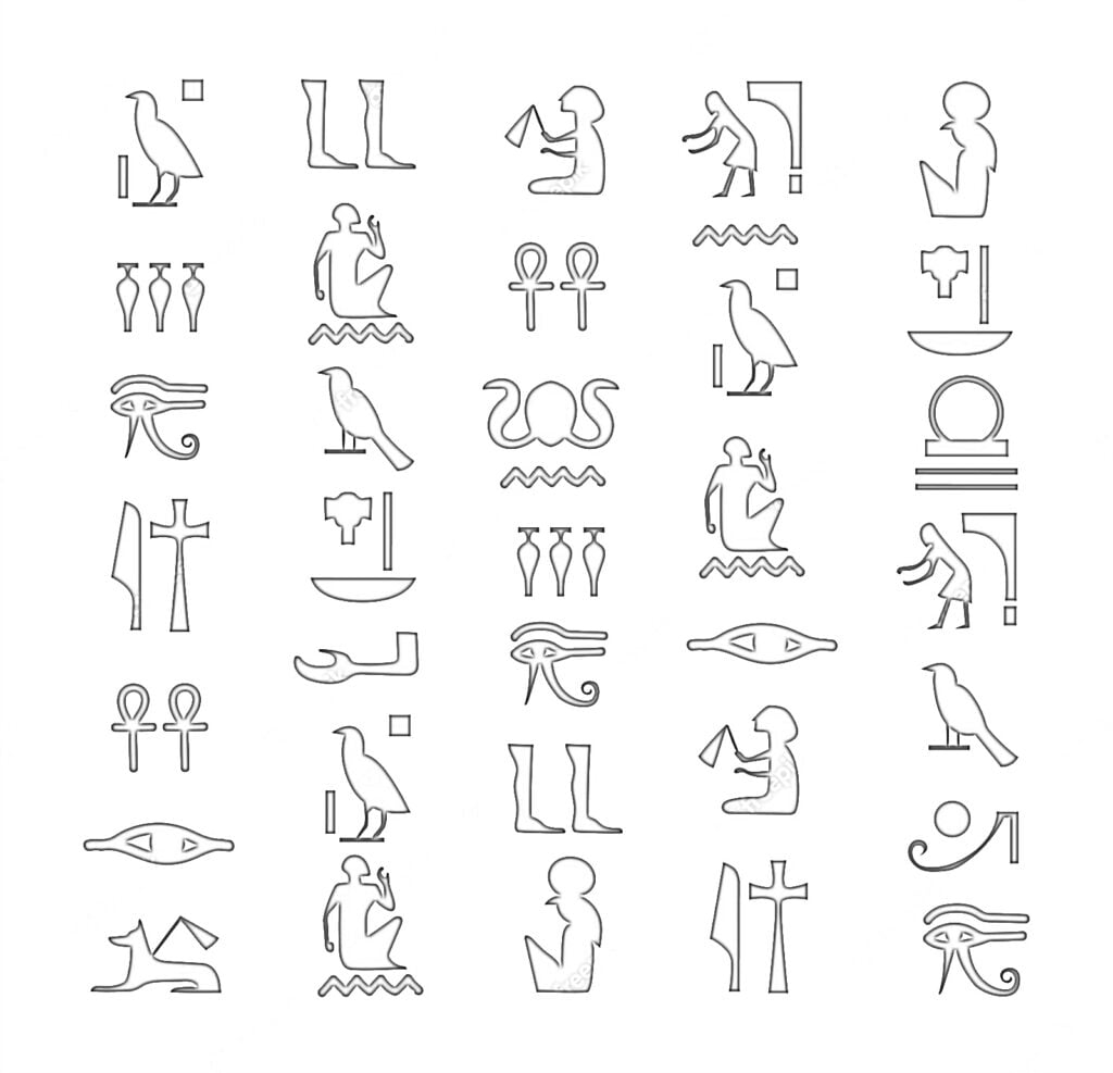 Senovės Egipto raidės spalvinti