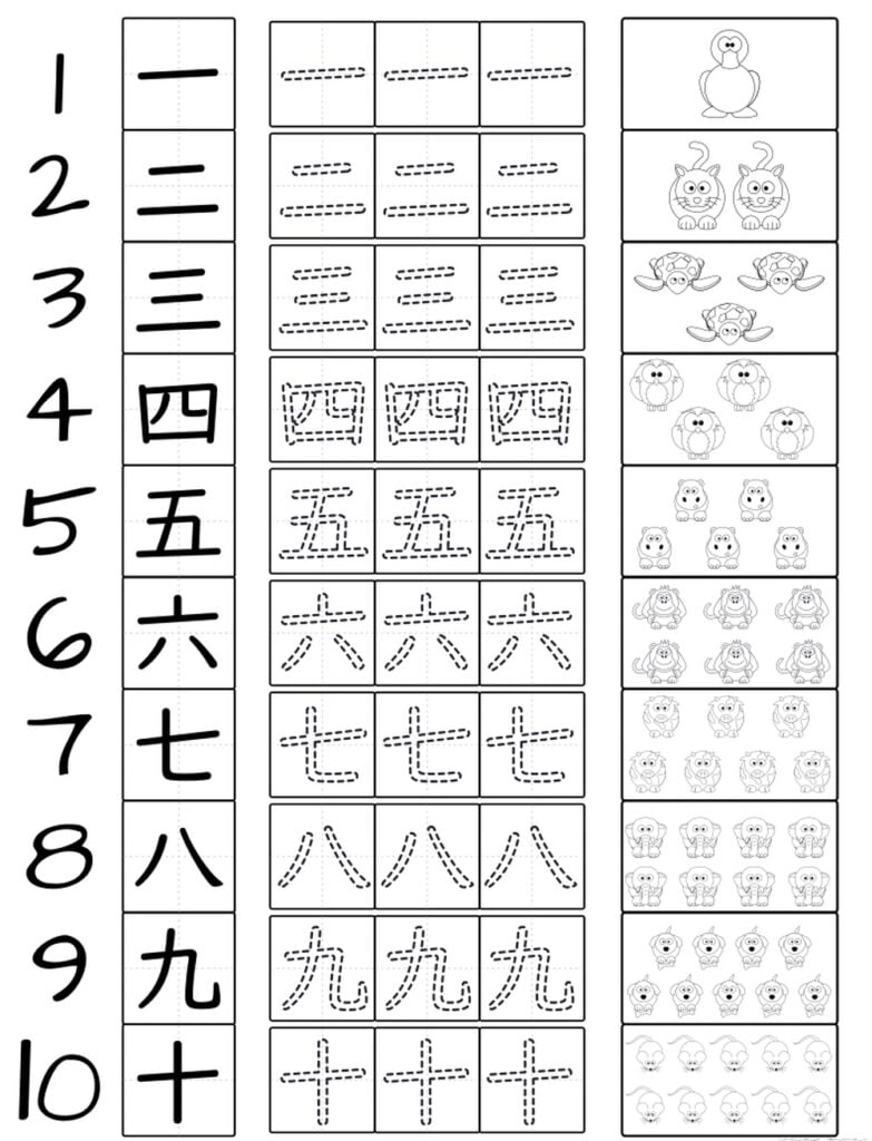 Japanse cijfers kleurplaat