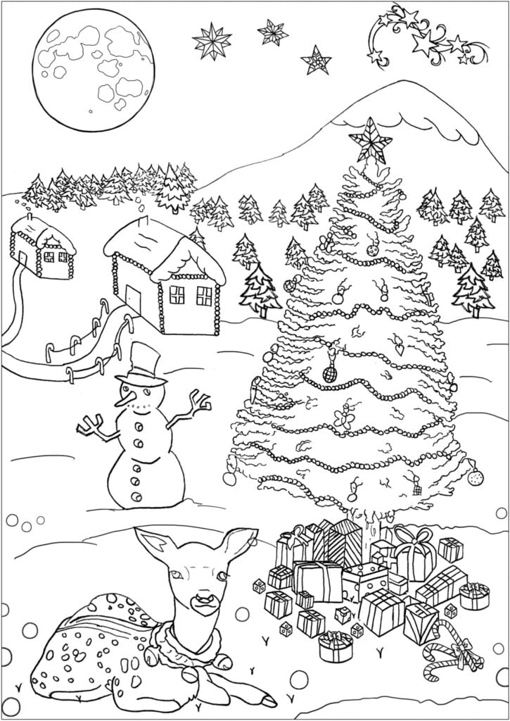 Noël dehors coloriage