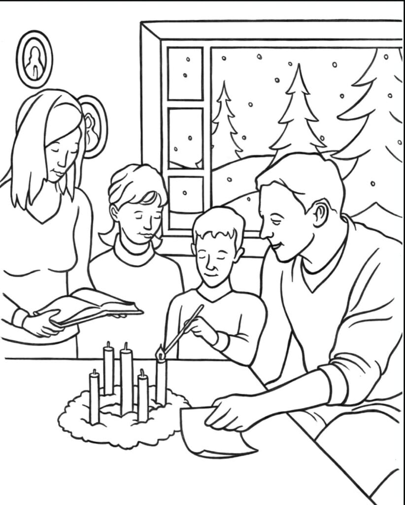 Prière de Noël coloriage