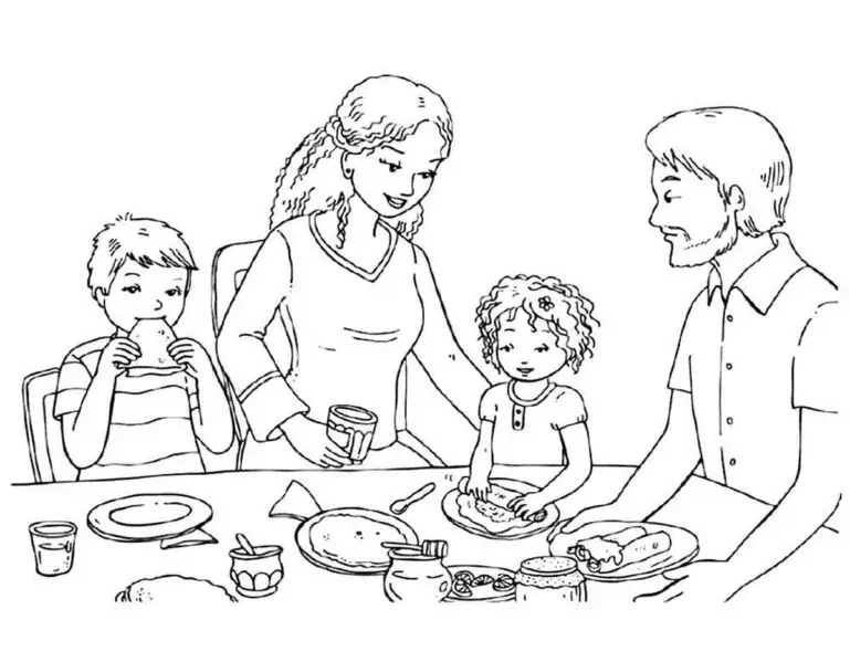 Julebord med familie for å fargelegge
