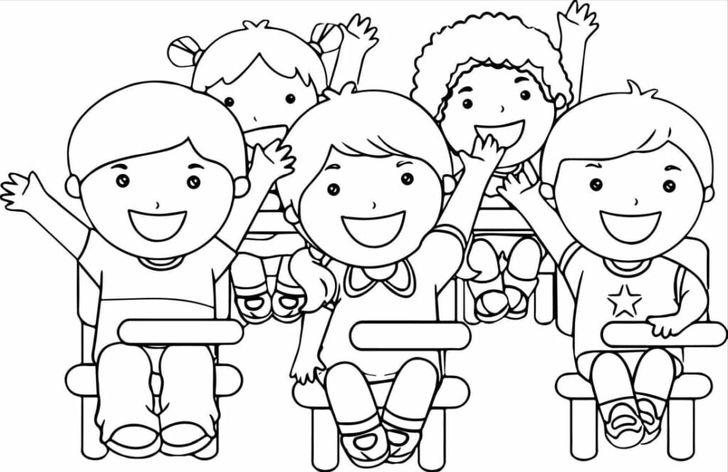klasë me shokët e klasës vizatime për ngjyrosje për fëmijë