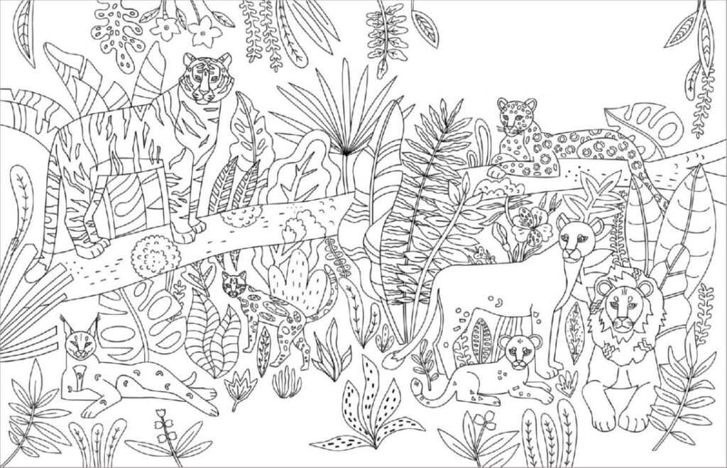 Chats sauvages coloriage