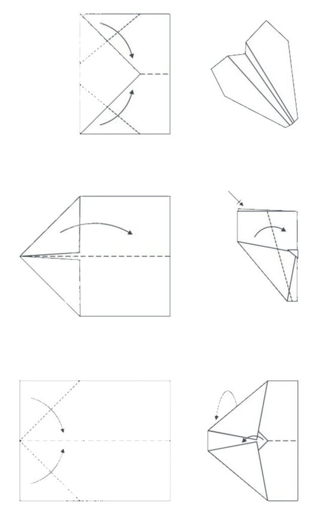 Avion din hârtie pentru schema de pliere