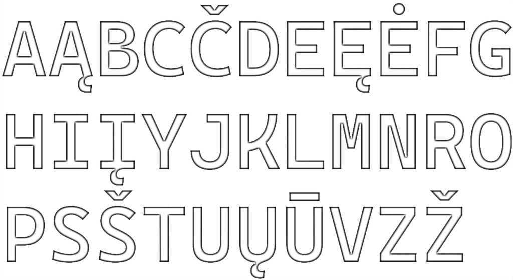 Lettere maiuscole dell'alfabeto lituano