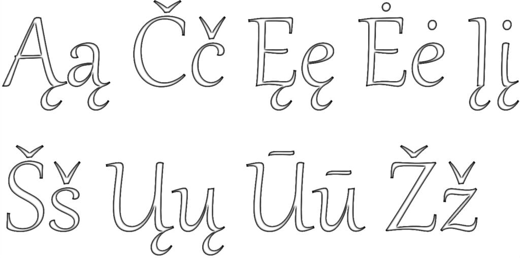 Colorazione delle lettere lituane