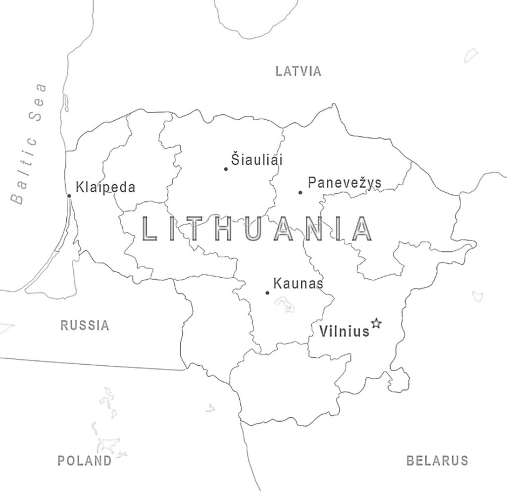  Coloriages de la carte de la Lituanie