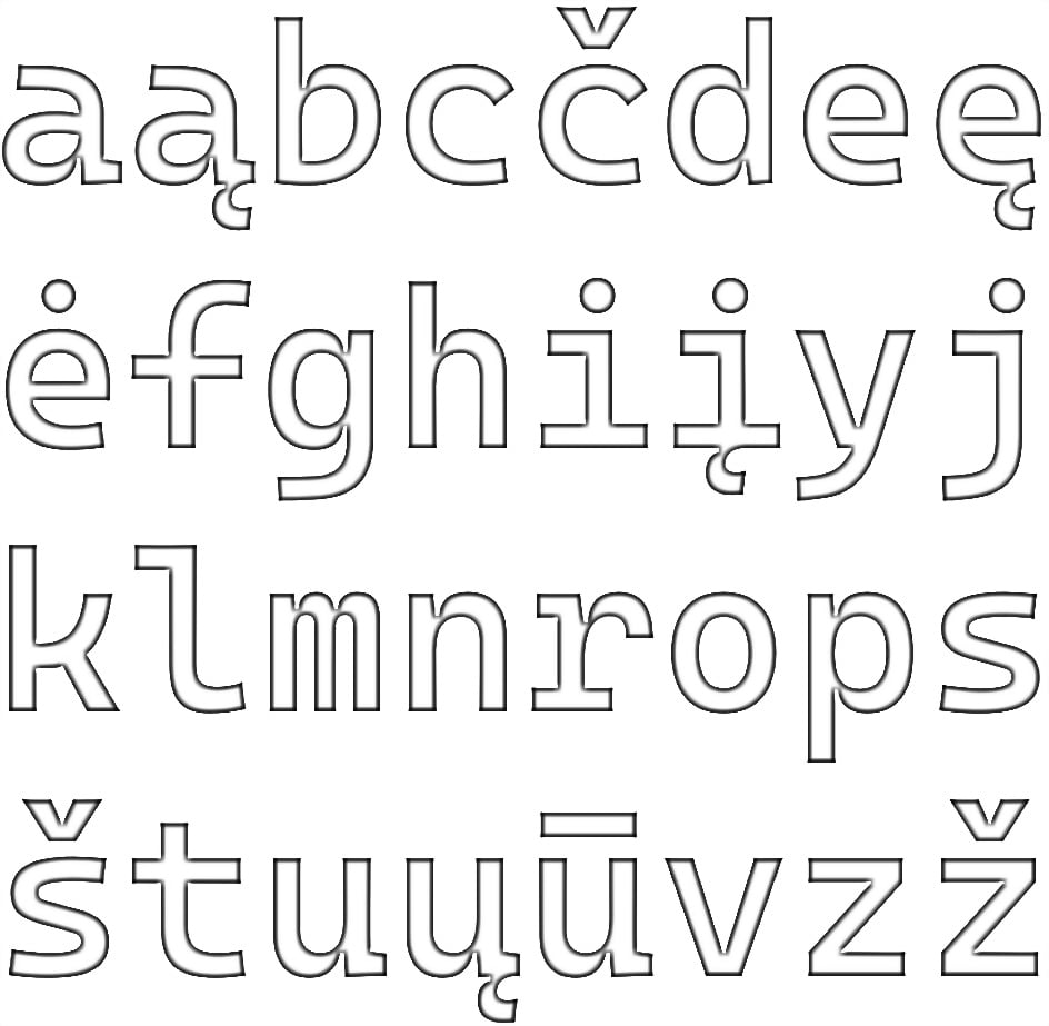 Litauisk alfabet med små bokstaver