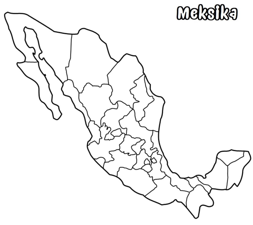 Meksika žemėlapis spalvinti