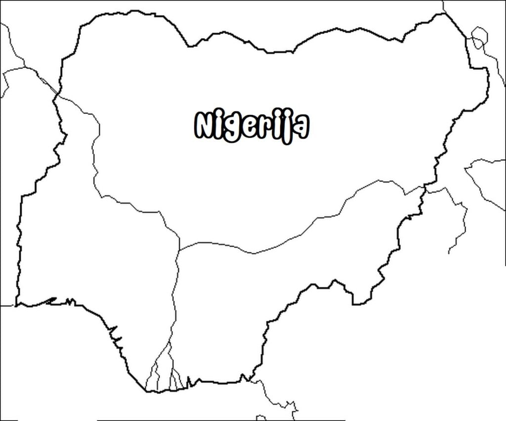 Nigerija žemėlapis spalvinti